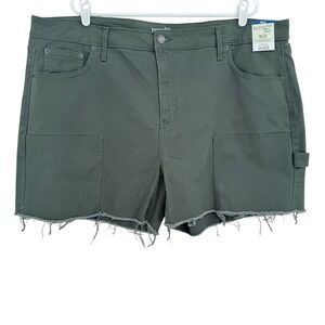 Terra & Sky Women's Raw Hem Stretch Dark Green Denim Shorts Plus Size 20W NWT